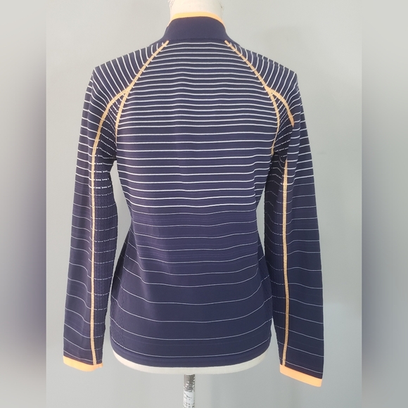Annika by Cutter & Buck Stripe Moisture Wicking Drytec Technical Zip Sweater - Picture 3 of 12